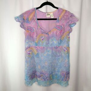 New Recruit Scoop Neck Maternity Top Blouse Short Flutter Slve Pastel Womens Lrg
